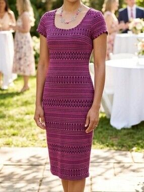 Pink and Black Geometric Patterned Dress